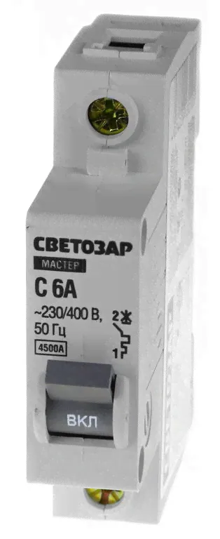СВЕТОЗАР 1P, 6А, C, 4.5кА, автоматический выключатель (49060-06-С)