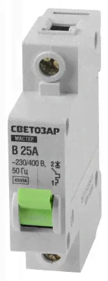 Светозар 1p, 25а, b, 4.5ка, автоматический выключатель (49050-25-b)